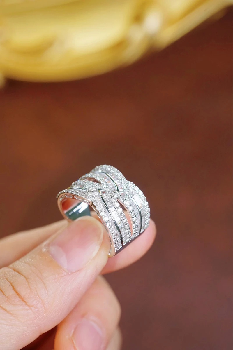 KUGG 100% 18K White Gold Rings Luxury Elegant Style 1.45carat Real Natural Diamond Ring for Women Wedding High Party Jewelry