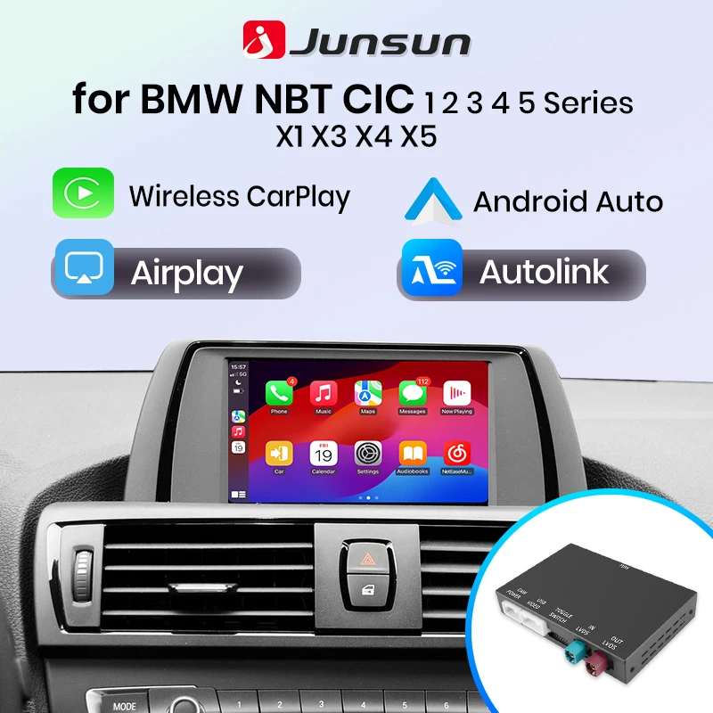 Junsun Wireless CarPlay Android Auto Modul Für BMW NBT CIC System 1 2 3 4 5 Serie X1 X3 X4 X5 F20 F21 F30 F31 F34 F10 F48 F25