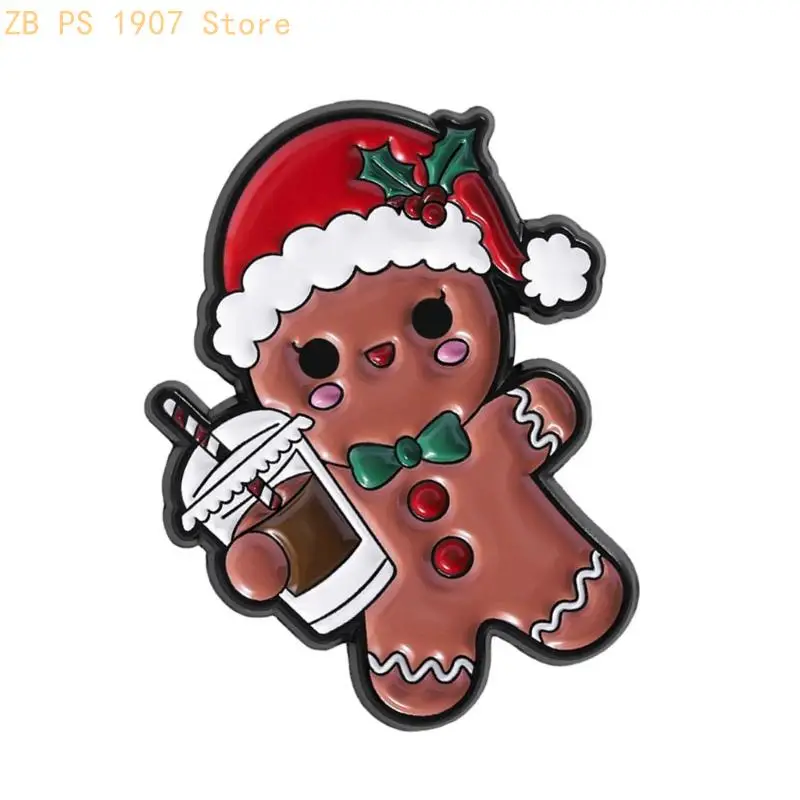 سبيكة عيد الميلاد هريرة Bowknot المينا دبوس لطيف الزنجبيل كوكي بروش لحقيبة الظهر سترة الديكور هدية عيد 55KA