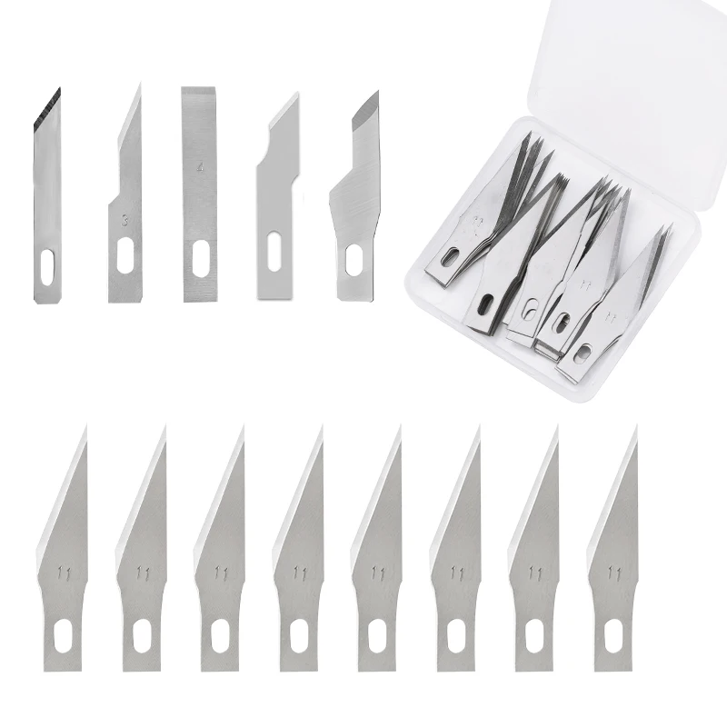 KRABALL Professional 50Pcs/Box Replacement Metal Carving Knife Blade Stainless Steel Leather Carving Craft Accessories Set