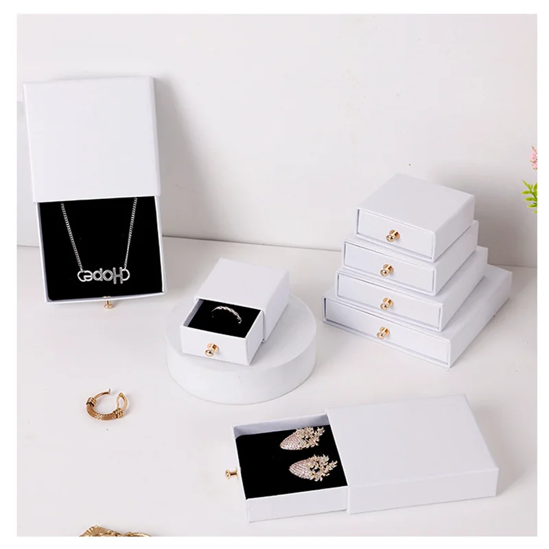 20Pcs Kraft Paper Drawer Jewelry Box for Necklace Earring Bracelet Storage Box Jewelry Organizer Packaging for Small Businesses