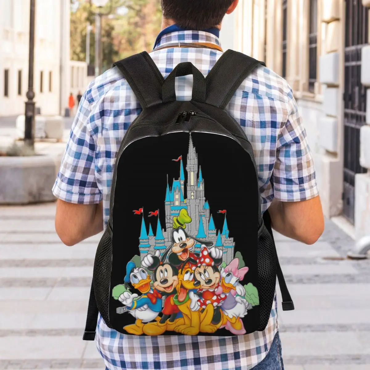 Custom Mickey Mouse Donald Duck Minnie Anime Backpack for Women Men College School Student Bookbag Fits 15 Inch Laptop Bags