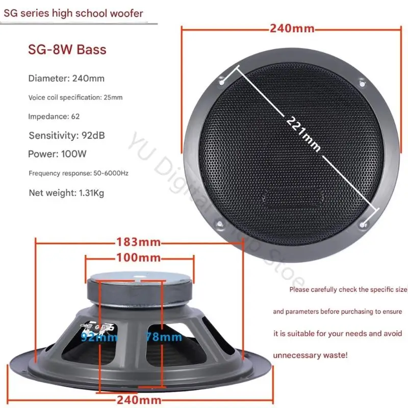 96BA 3 4 5 8 10 Zoll Lautsprecher Fahrer Vollständige Palette Audios Woofer Hochtöner Mitteltöner Metall Rahmen Schutz Grill Für – Detail 7