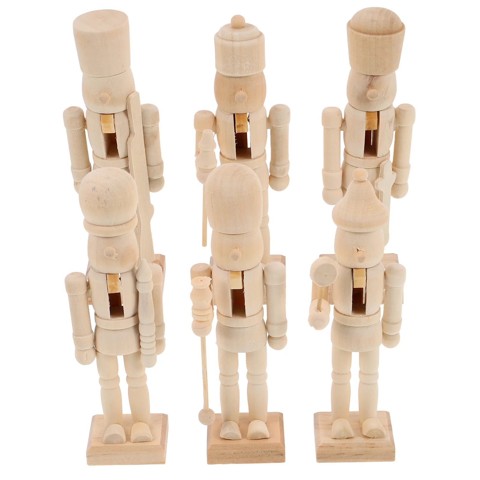 

6pcs Christmas Wooden Unfinished Nutcracker Figurine DIY Blank Unpainted Nutcracker Puppet nutcracker figures