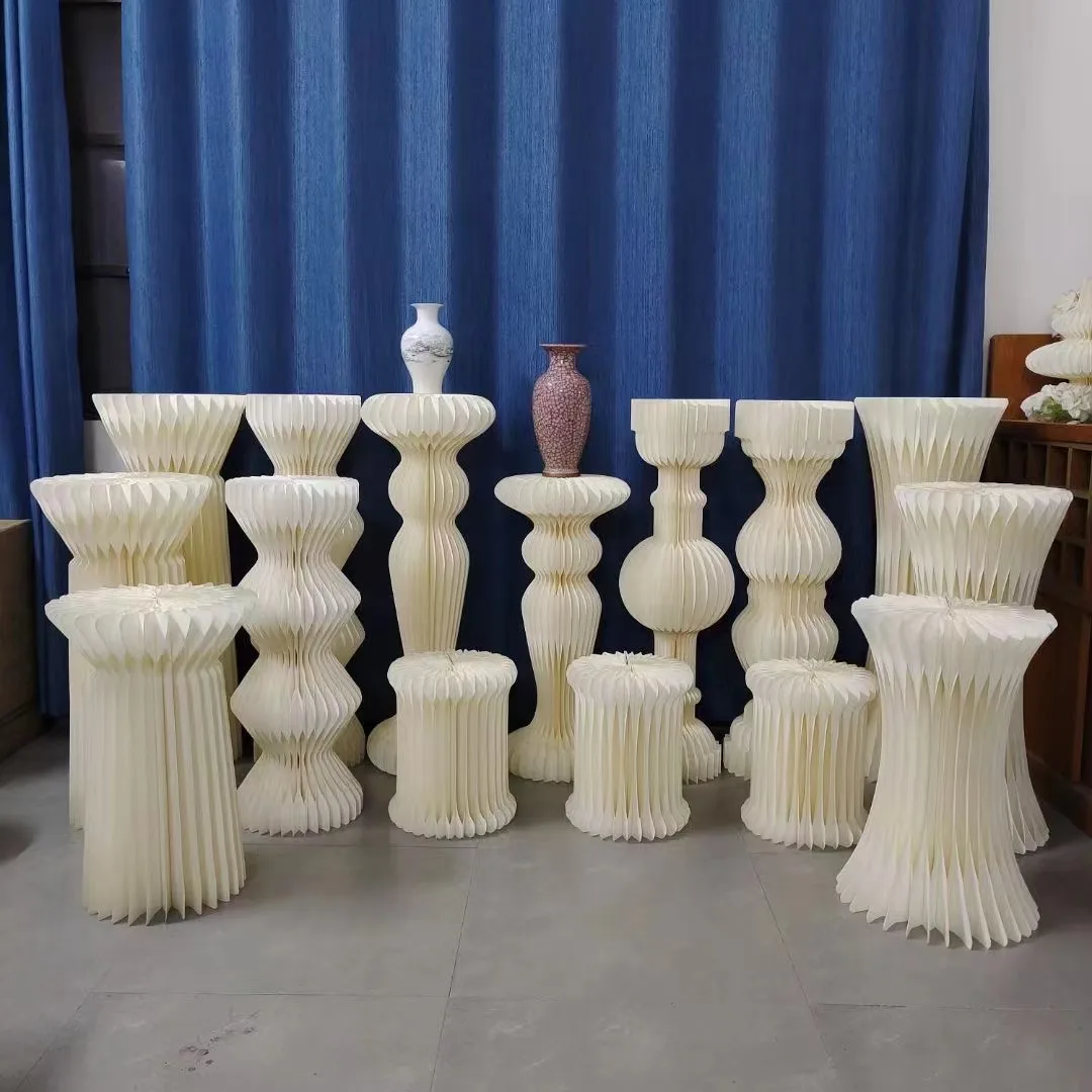 Wedding Props Folding Dessert Table Cylindrical Paper Roman Round Plinths Dessert Display Table