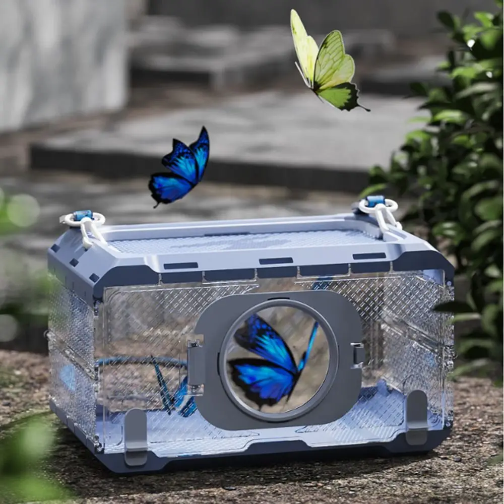 

Folding Insect Observation Box Waterproof Wear Resistant Portable Hamster Cage Transparent Pet Observation Box for Outdoor