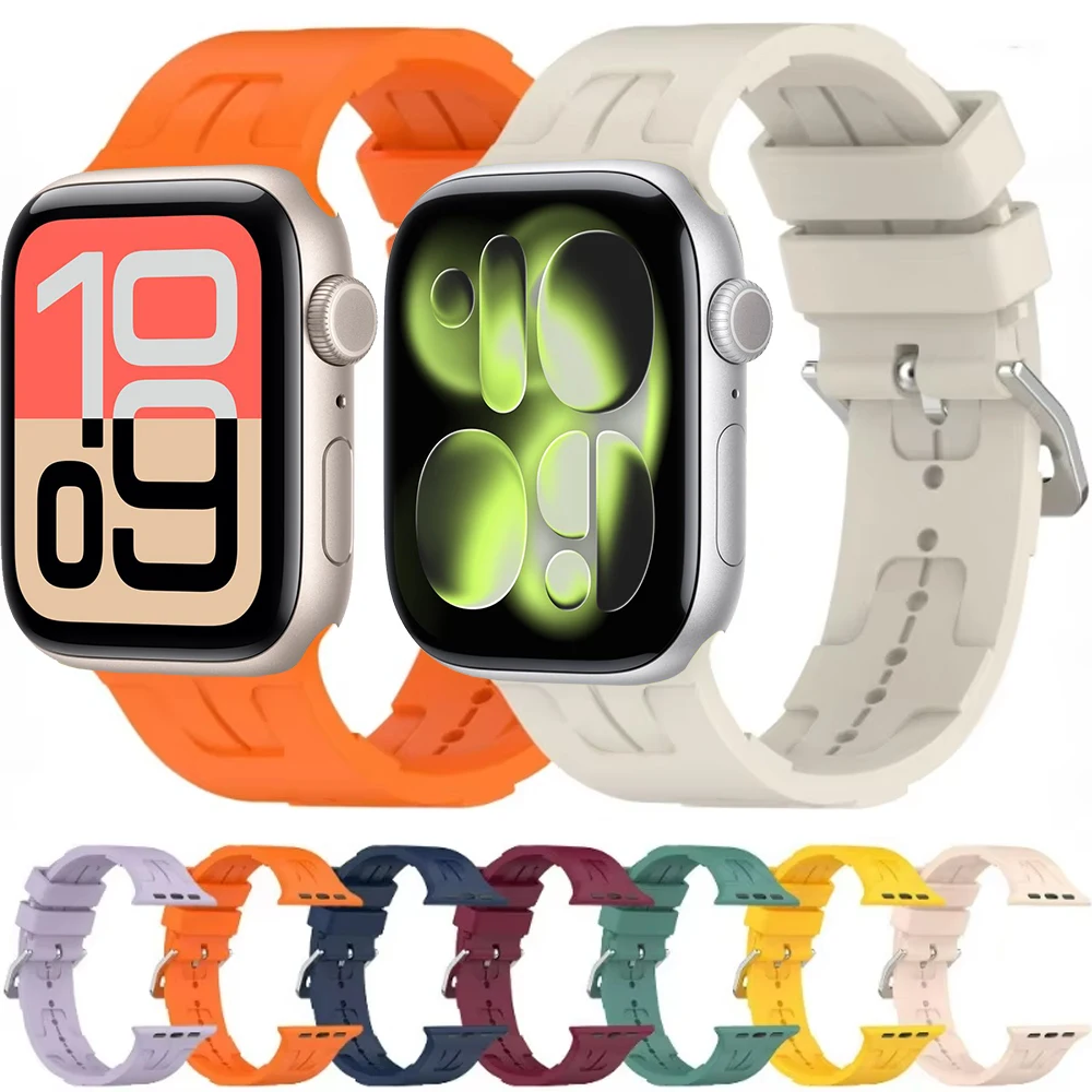 

Silicone Strap for Apple Watch Band 44mm 40mm 45mm 41mm 49mm 46mm 42mm Breathable Belt iWatch Series Ultra 2 3/11 10 9 8 7 6 SE3