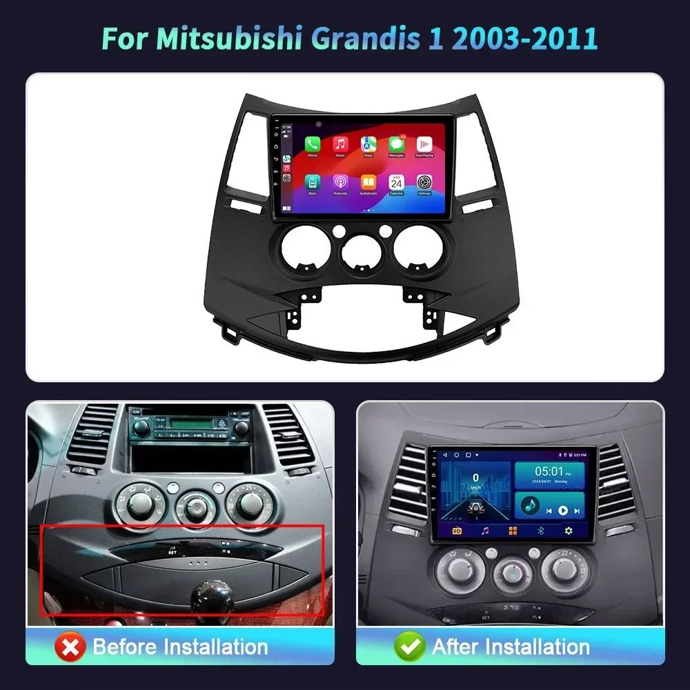 For Mitsubishi Grandis 1 2003 - 2011  Multimedia Navigation 2DIN Wireless Carplay Stereo Head Unit Screen Android 14