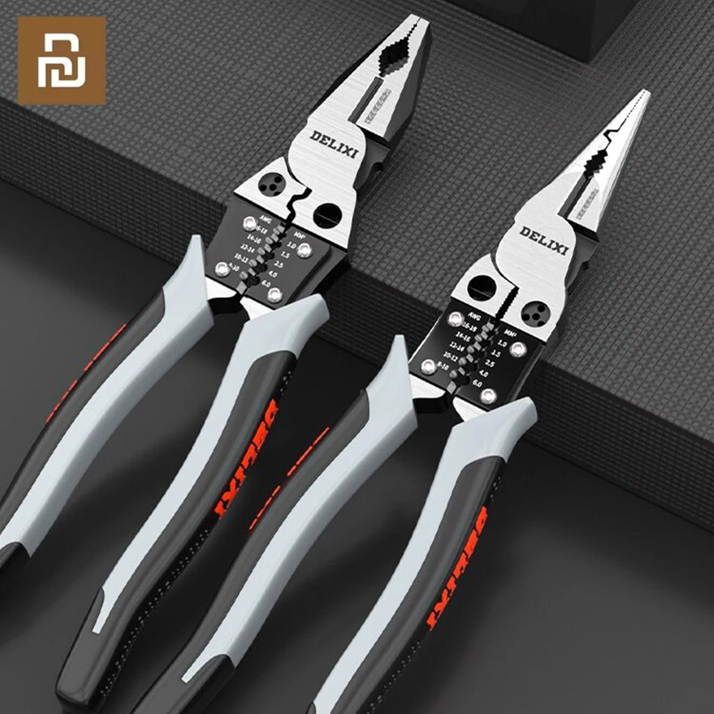 Youpin DELIXI Multi-function Diagonal Pliers Pointed-nose Pliers Special Electrician Wire Drawing And Cutting Pliers Universal