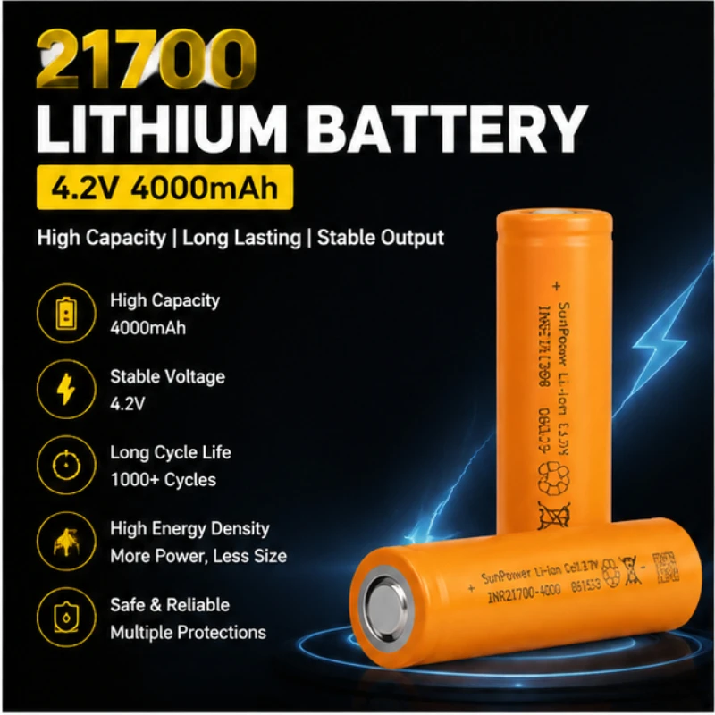 21700 4000mAh Power Lithium Battery 10C Electric Tool Sweeping Machine  Electric Drill  Chainsaw  Dust Collection Battery Pack