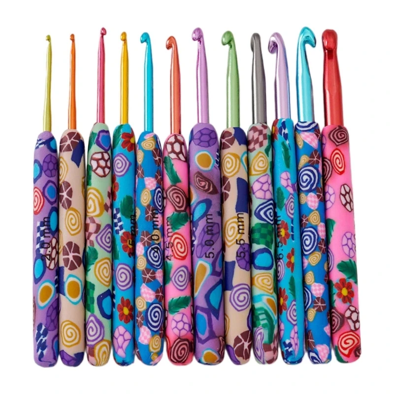 

12 Pieces Colorful Crochet Needle Crochet Hook Set 2.0mm-8.0mm Knitting Needle Crochet Accessories for Handicrafts