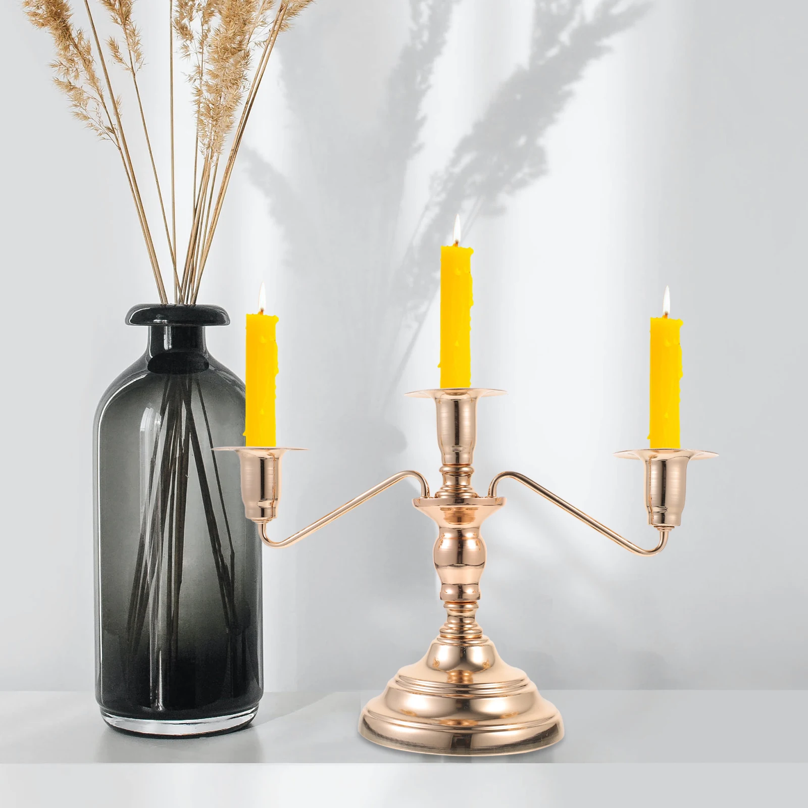 

Iron Holder Stick Vintage Tealight Holders Decorative Candlesticks Resistant Metal Home Bedroom Office Wedding