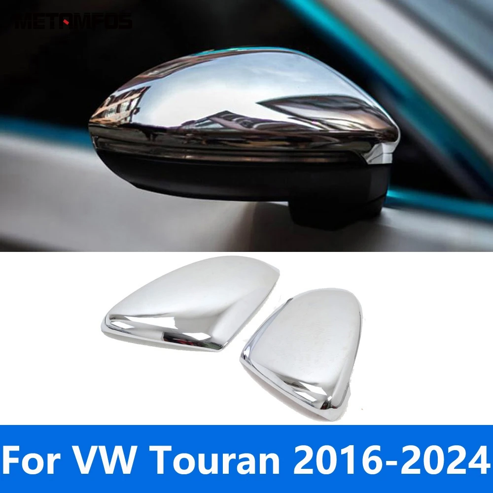 Accessories For Volkswagen VW Touran 2016-2023 2024 Chrome Rearview Side Mirror Cover Trim Protection Cap Sticker Car Styling