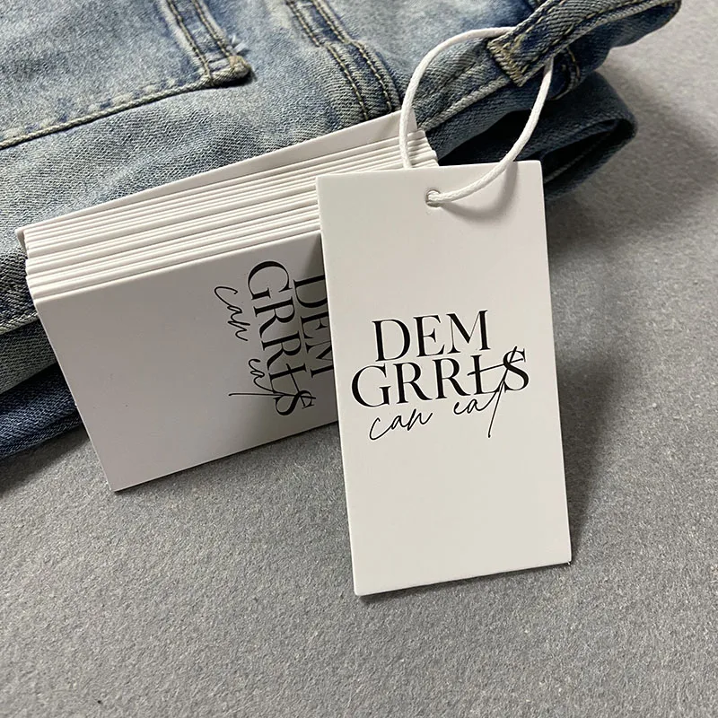 Etiquetas colgantes personalizadas para ropa, fabricación de marcas comerciales, papel de ropa, etiqueta de costura impresa, envío gratis