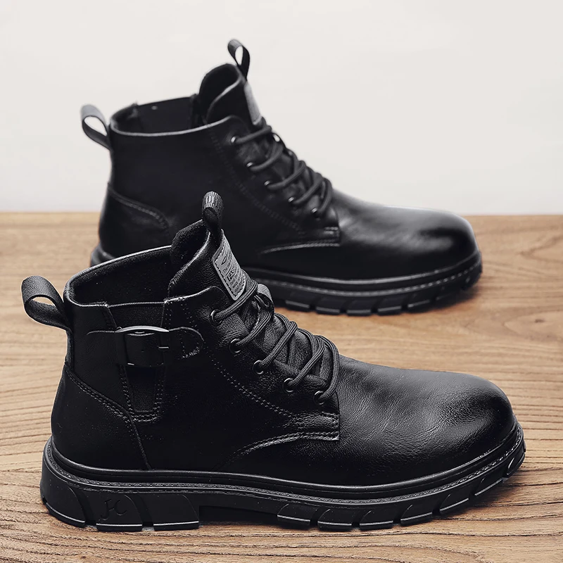 

Мужские Водонепроницаемые кожаные ботинки Chukka, черные повседневные ботильоны оксфорды на шнуровке, Классическая обувь для мужчин на осень