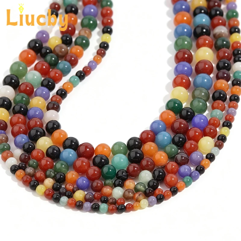 Natürliche Regenbogen-Achat-Rundperlen für die Schmuckherstellung, DIY-Armbänder, Halsketten, 4mm, 6mm, 8mm, 10mm, 12mm, 15-Zoll-Stränge – Detail 3