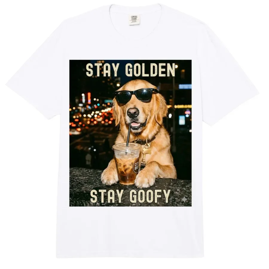 

Golden Retriever Life is Golden Retro Vintage Dog Tee T-shirt For Men Women 100% Cotton T Shirts Short Sleeve Tops 0403-1