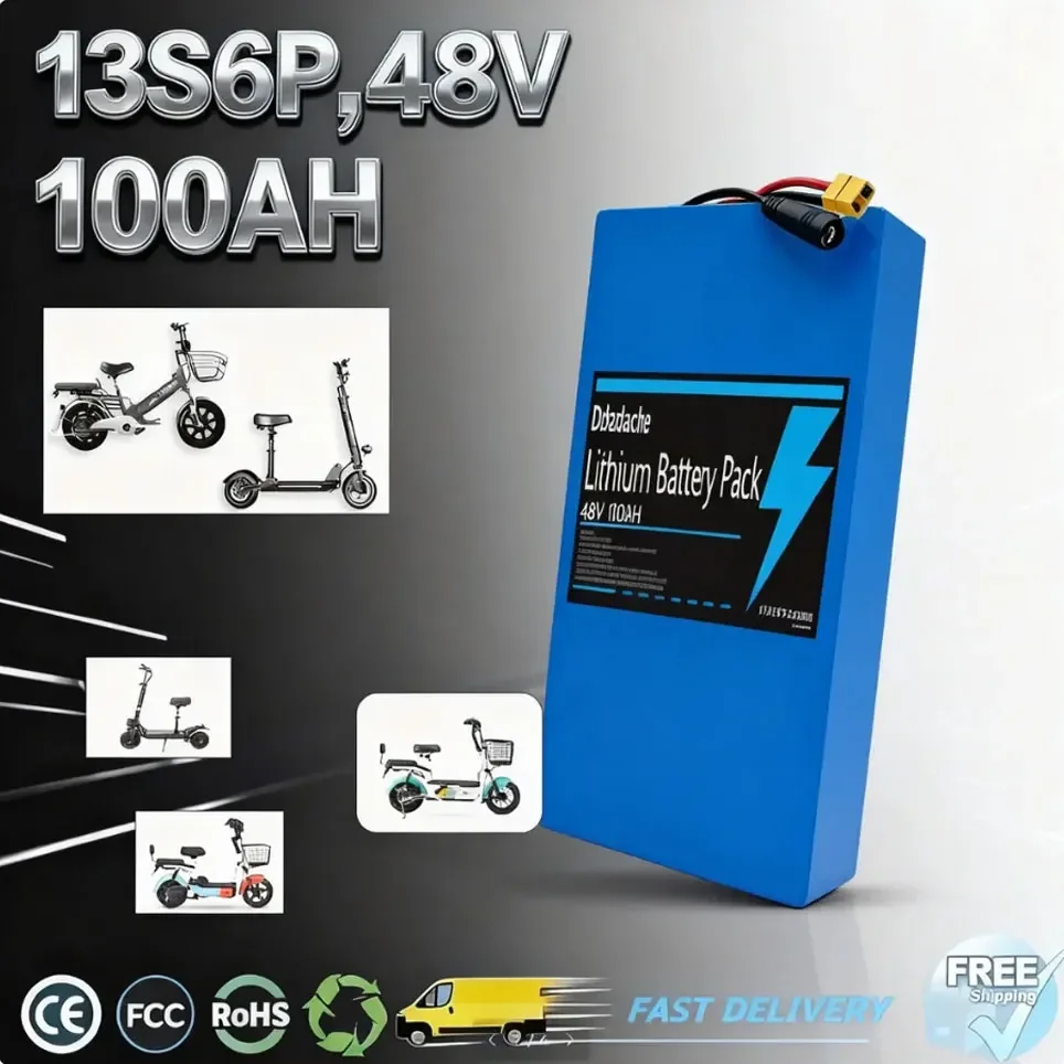 Batterie au lithium originale 48V 13S6P 100% neuve, 2000W pour scooter électrique Citycoco, avec BMS intelligent intégré 50A