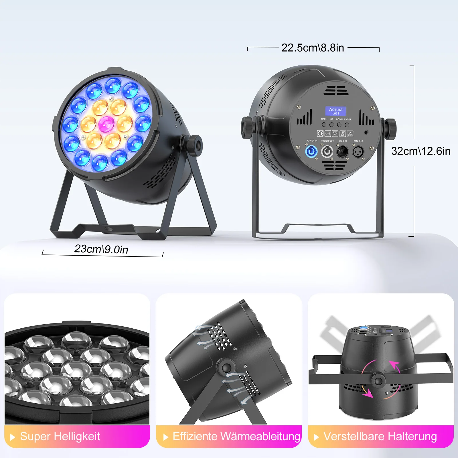 U'King 2PCS 19x15W RGBW Focused Stage Par Light 4IN1 LED Zoom Strobe Wash Light DMX Stage Light Effect для DJ Disco Bar Party
