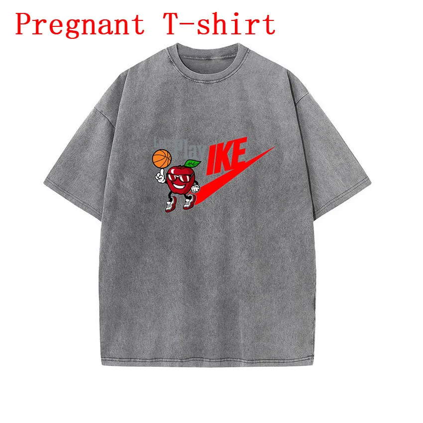 

retro round neck cotton T-shirt Maternity Woman Tee Casual Versatile Funny Cartoon IKE Letter printed Pregnant Woman top