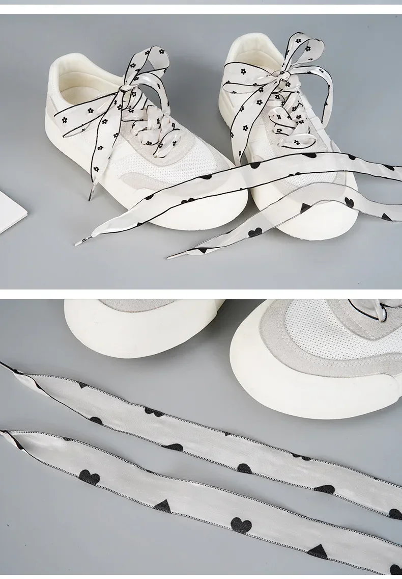Polka Dot Ribbon Schnürsenkel für Frauen Love Flower Schnürsenkel für Sneakers Flache Sike Lange Schnürsenkel 80/100/120/140CM Schuhzubehör – Detail 8