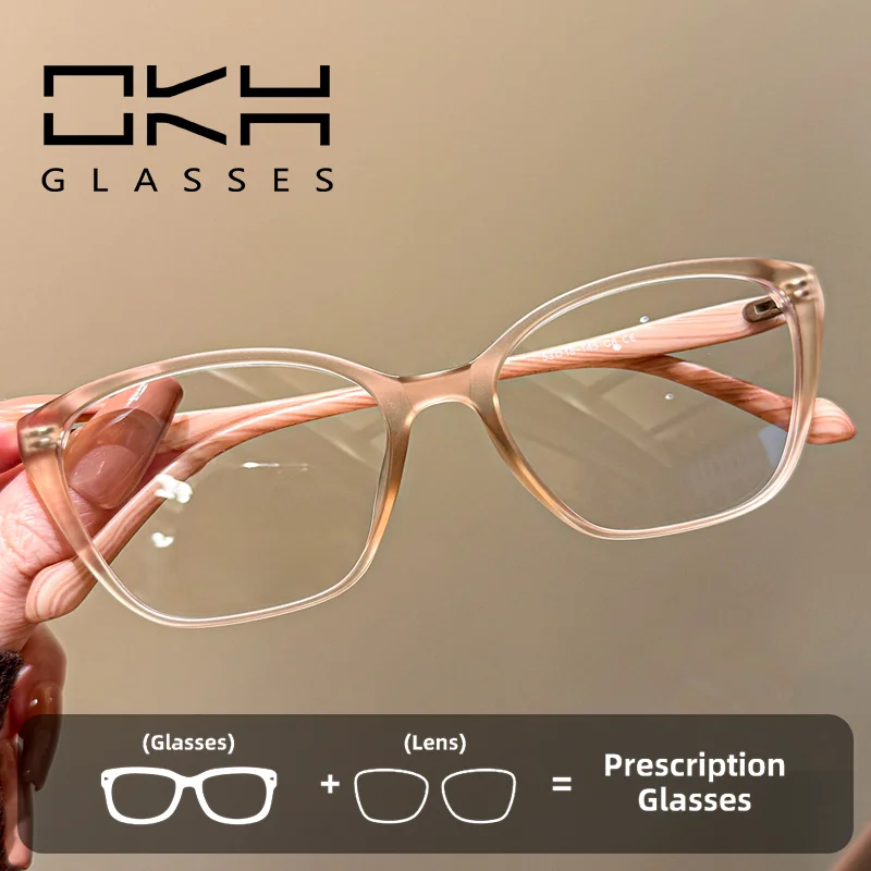 

Очки OKH с большой оправой TR, специальной формы, с защитой от синего света, для мужчин и женщин, с имитацией древесной текстуры, для коррекции близорукости