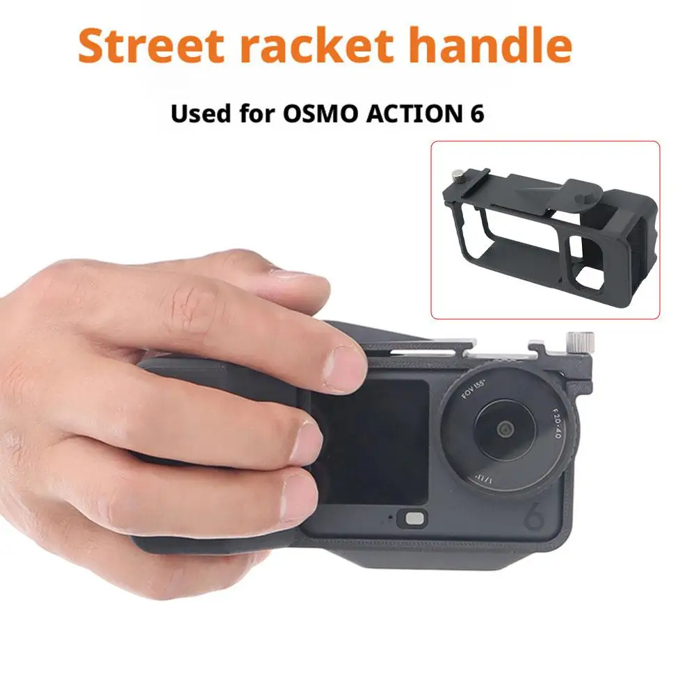 For OSMO Action 6 Street Photography Handle with Cold Shoe Mount, Action Camera Handle Shooting Rig Accessory 1PCS