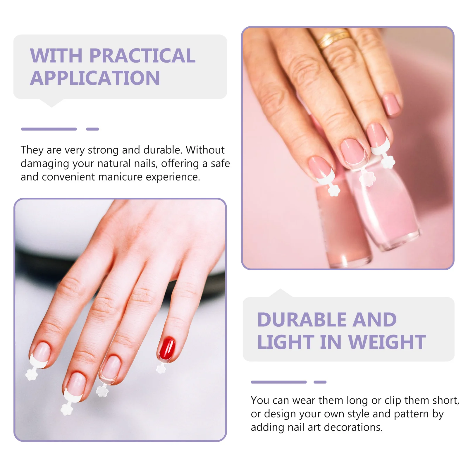 

1000pcs French Tips Simple White Artificial Nail Pieces Durable Fake Nails For Women Diy Nail Art Lengthen Manicure Tools