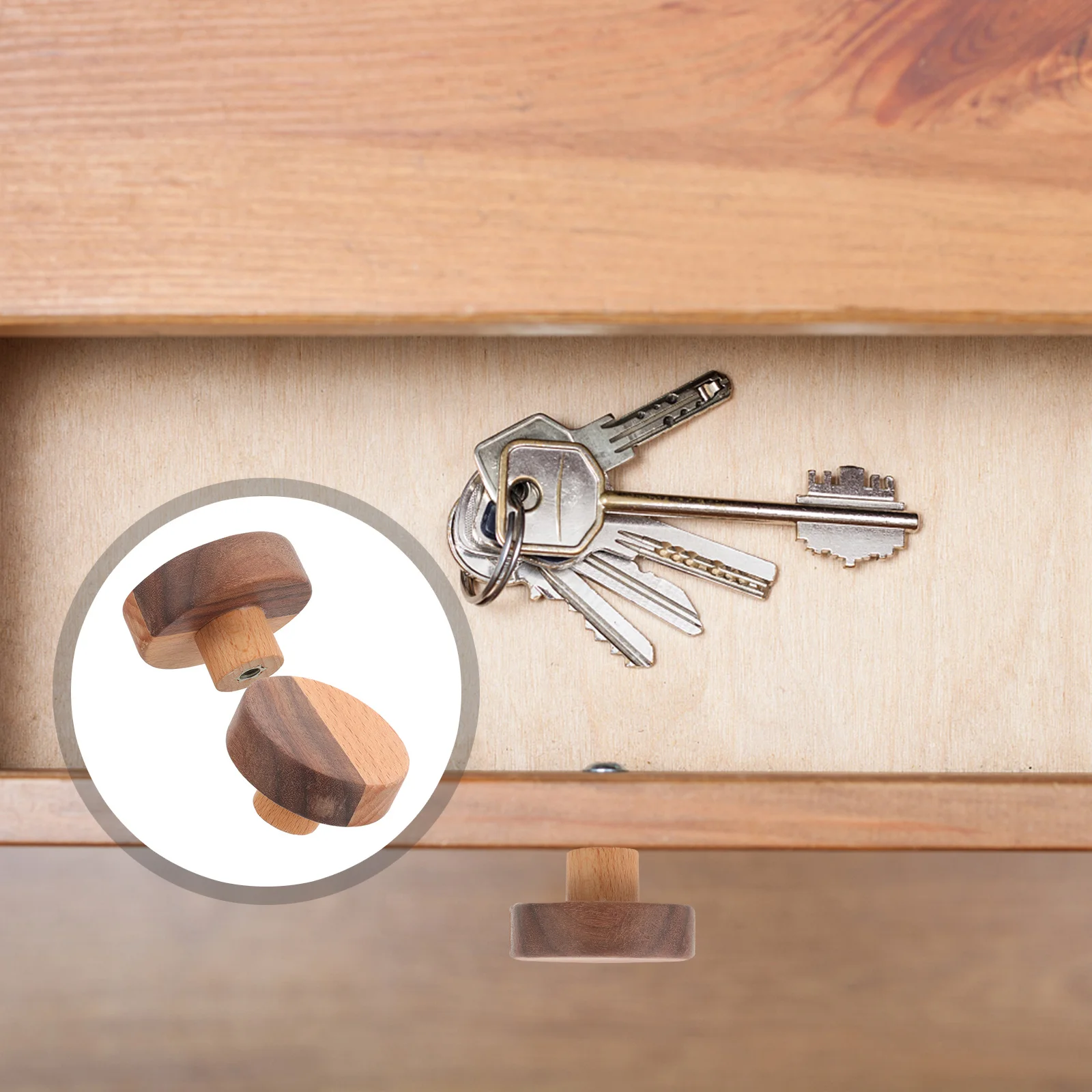 

2Pcs Wood Round Cabinet Knobs Durable Drawer Pulls for Dresser Cupboard Closet Handles Kitchen Cupboard Door Knobs