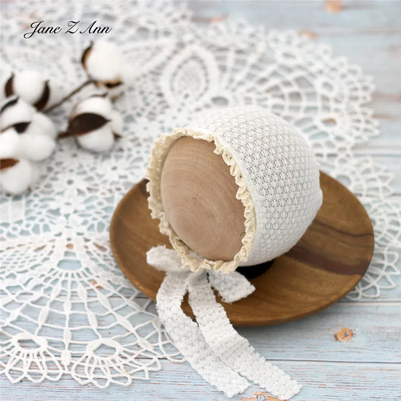 Newborn photography clothing baby photo cute shpe hat twins waffle lace tie rope single hat