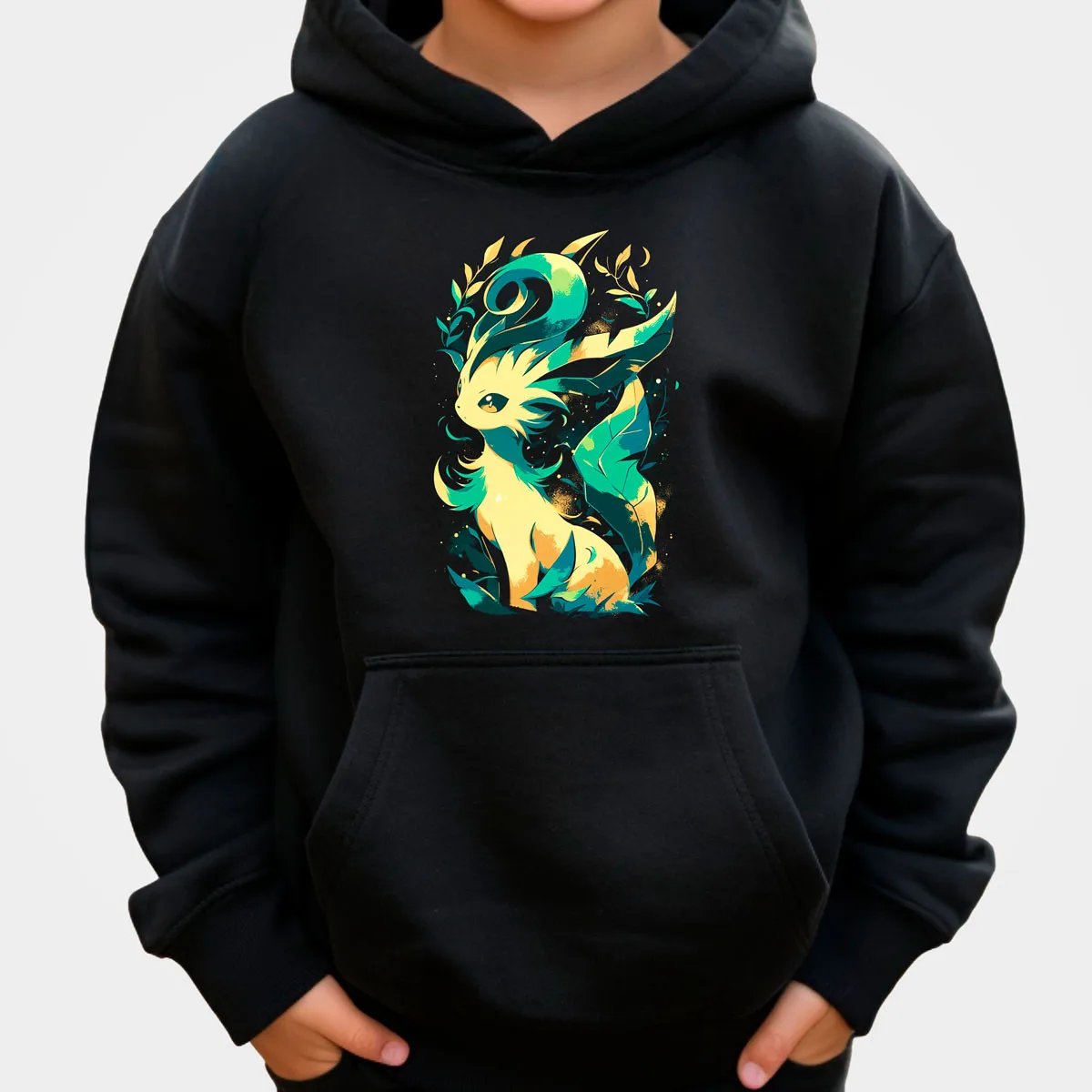 سترة بوكيمون أنيمي فلاريون القطنية ذات القلنسوة باللون الأسود مع تصميم لهب متعدد الألوان فضفاضة تناسب دفء الخريف والشتاء #2