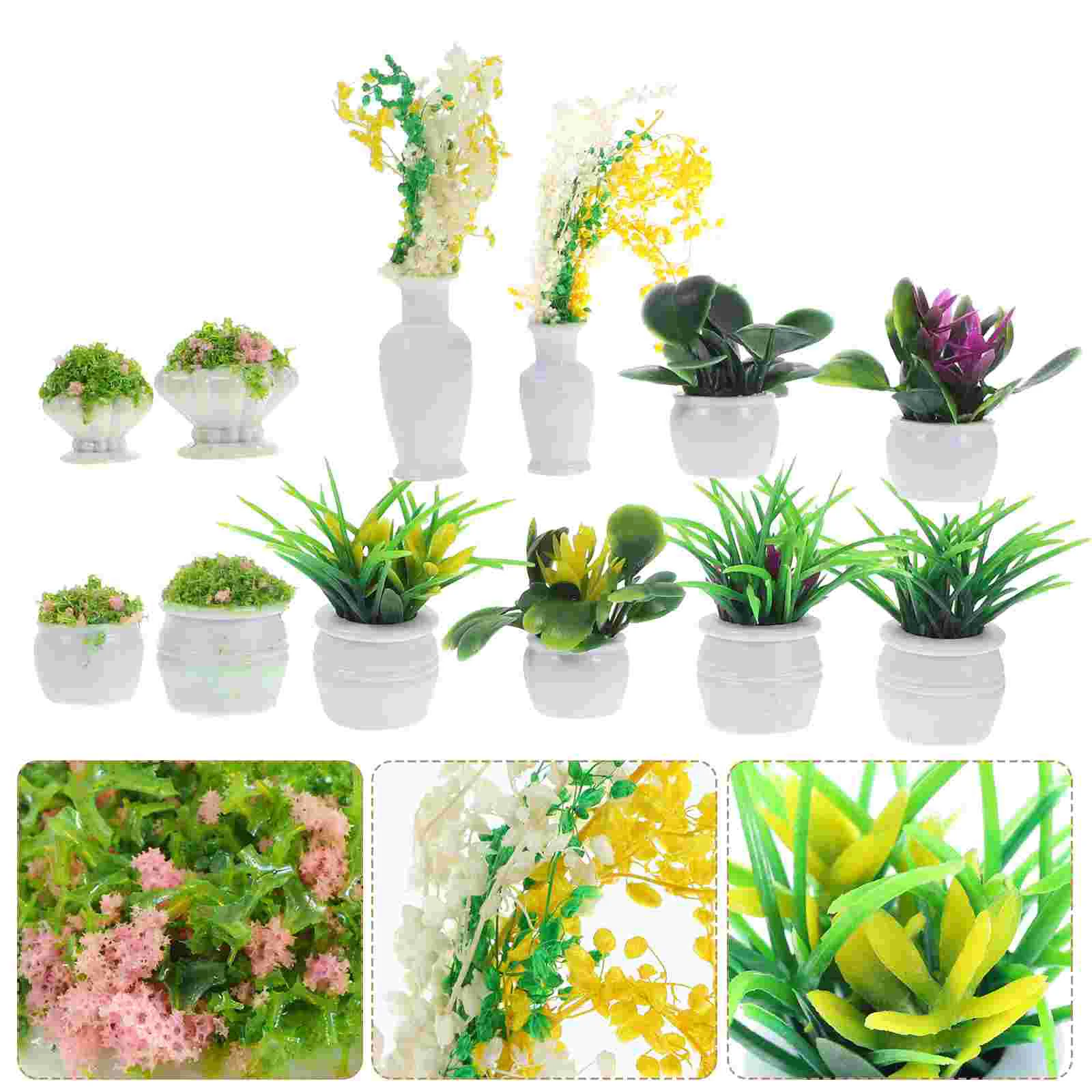 

13 Pcs Landscape Flower Pot Model Miniature Plants Tiny Potted House Accessories Realistic Decor Small Garden Bonsai Vivid