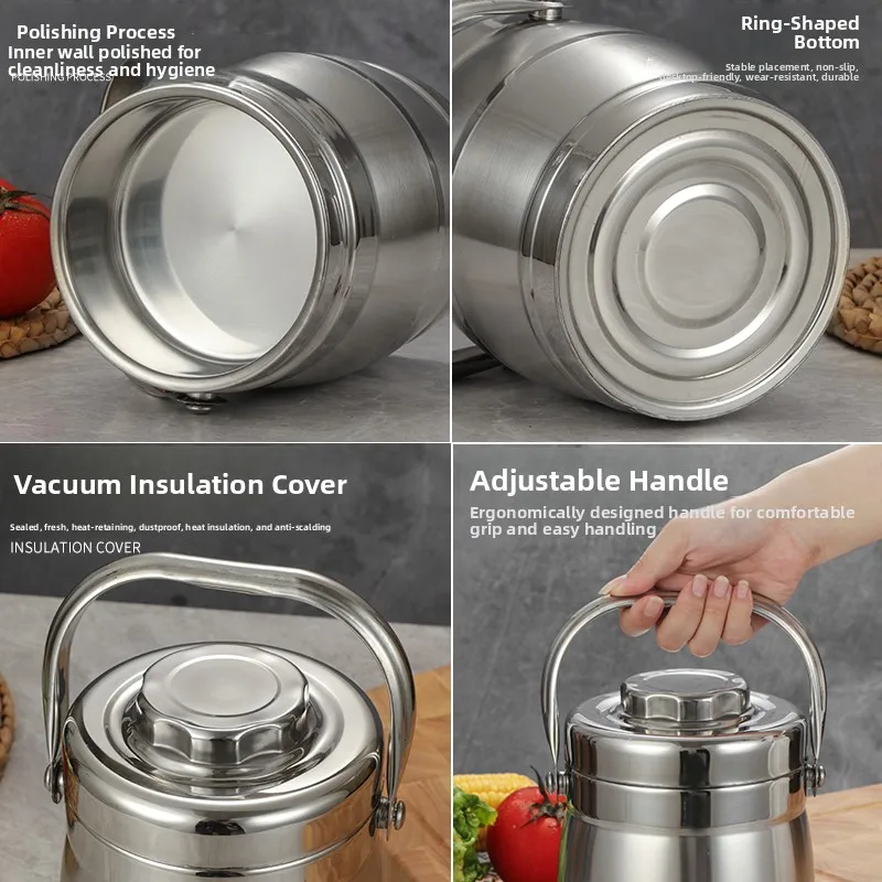 صندوق غداء معزول من الفولاذ المقاوم للصدأ بسعة كبيرة، وعاء أرز مفرغ الهواء على شكل أسطواني، 23 طبقة، صندوق غداء للطلاب والمكاتب #4