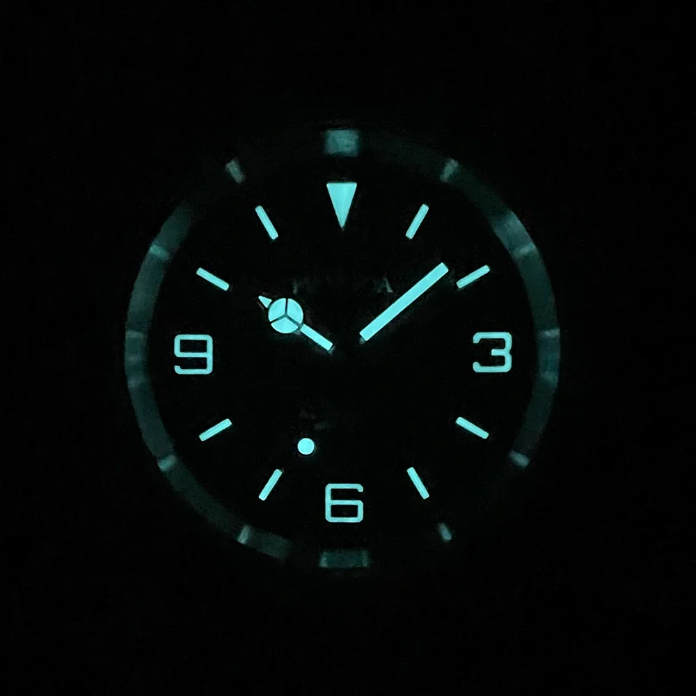 PHYLIDA 37mm Explore Black Dial NH38 Wristwatch 150M WR Watches for Men Automatic Watch Vintage 36mm Small Wrist NH35