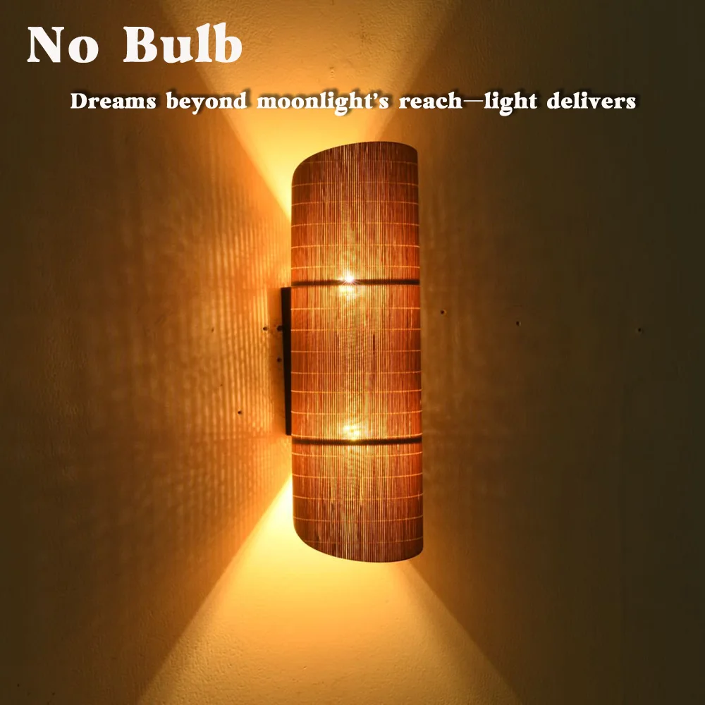 

Japanese Retro Wall Lamp Led Hand Knitted Bamboo Decoration Light Bedside Living Room Bedroom Dining Room Aisle Wall Lighting