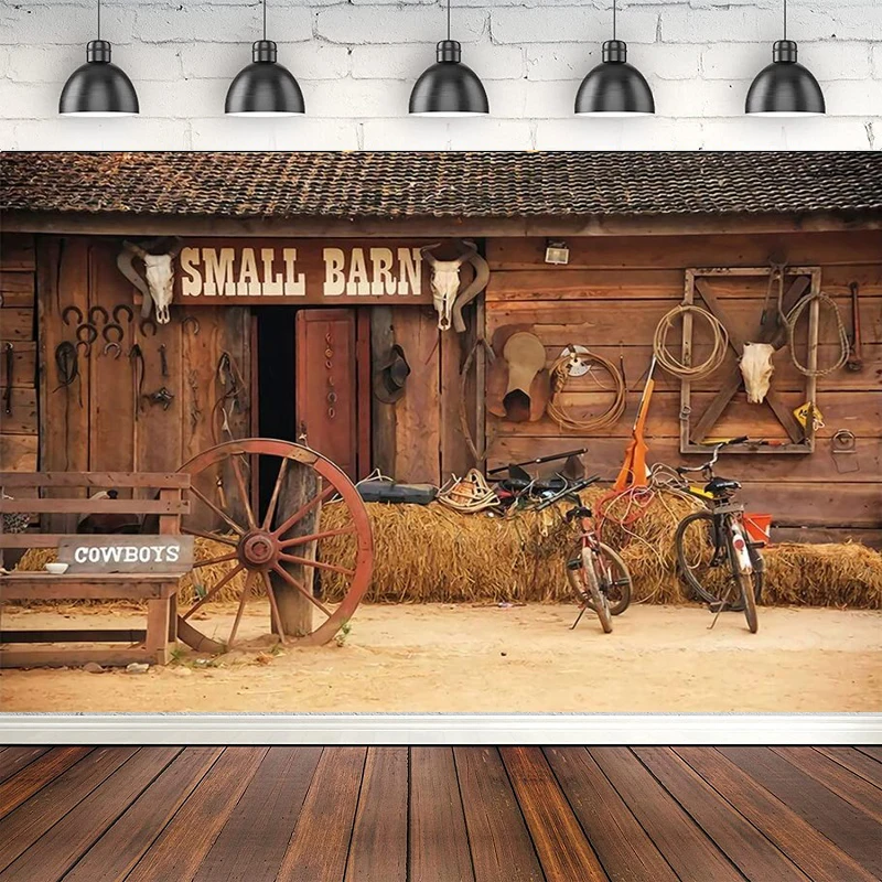 Western Farm Barn Photography Backdrop Wild West Country Cowboy Photos Kids Birthday Party Background Studio Props Banner Poster