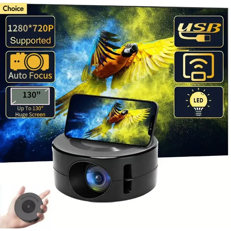 YT200Mini Smart Projector Auto Focus Android LED HD Projetor Supports Decoding 1080P Videos Home Cinema Outdoor Portable