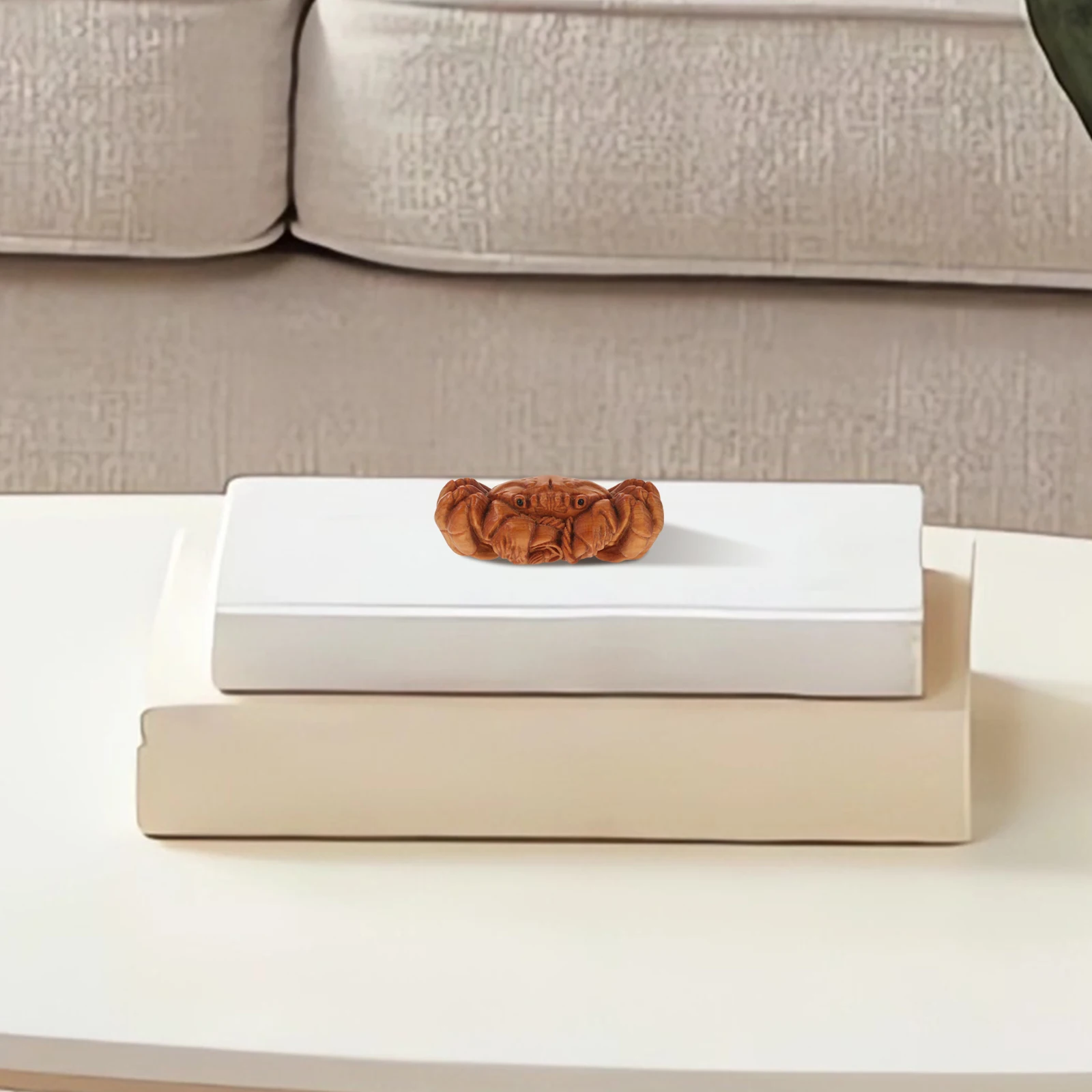 Vintage beeldje decor gesneden hout handgemaakte levensechte miniatuur schattige tafeldecoratie unieke zeeschepsel artistiek huis