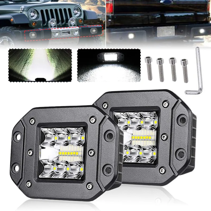 

5 Inch 39W Flush Mount LED Work Light For Jeep Wrangler Car Truck Offroad Spot Beam Lenses LED Pods Driving Fog Light 12V 24V