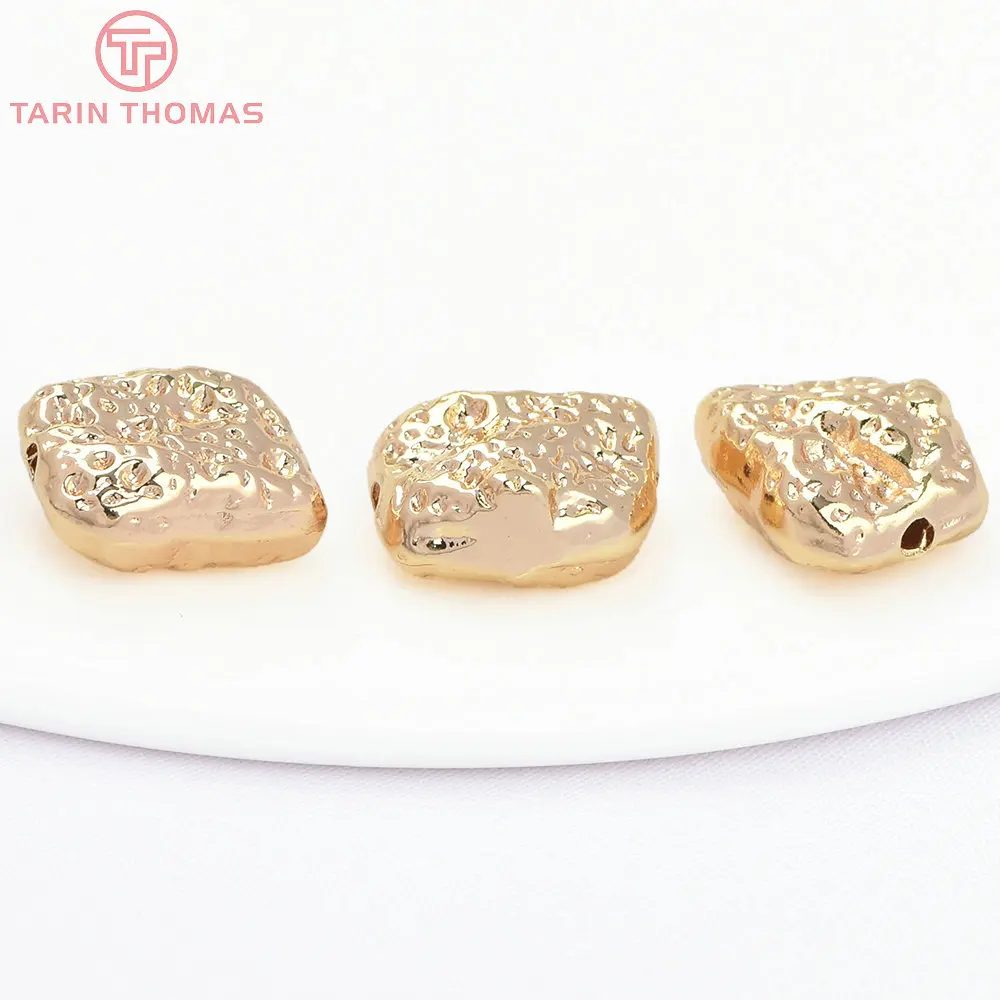 (4777) 6PCS 9.5x11.5MM 24K Gold Color Brass Irregular Spacer Beads Bracelet Beads High Quality Diy Jewelry Making Accessorie