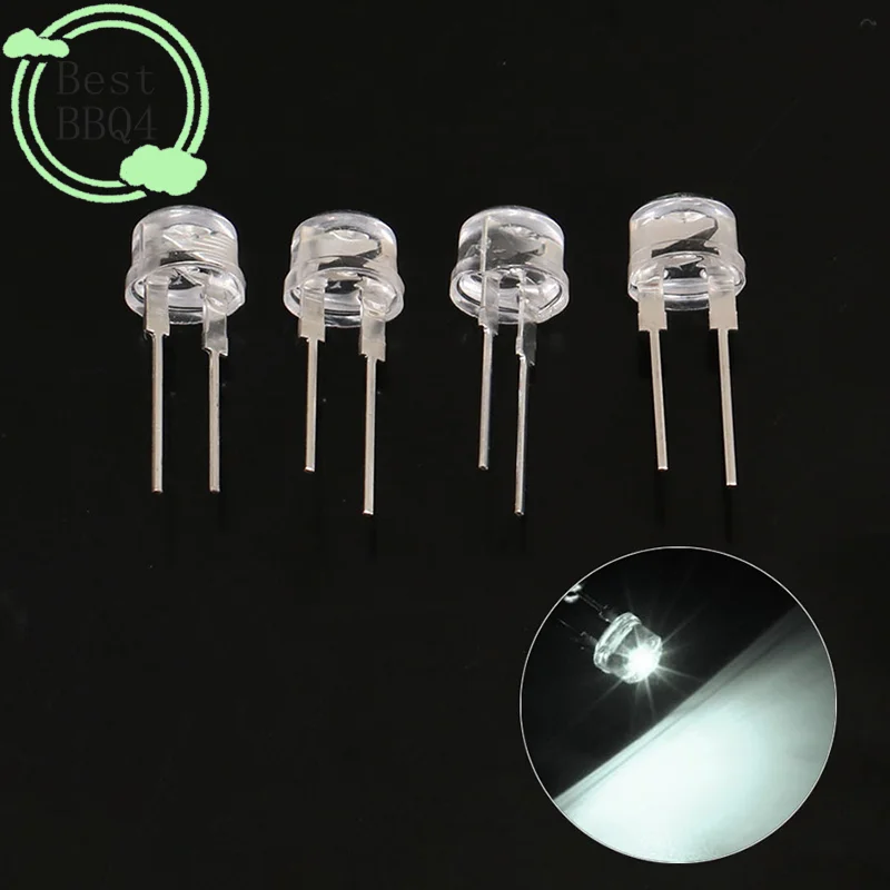 (BBQ4)20Pcs LED 8mm Straw Hat Lamp Bead White Cold Light 0.75W Big chips F8MM Hight Power Hat Light-emitting Diode