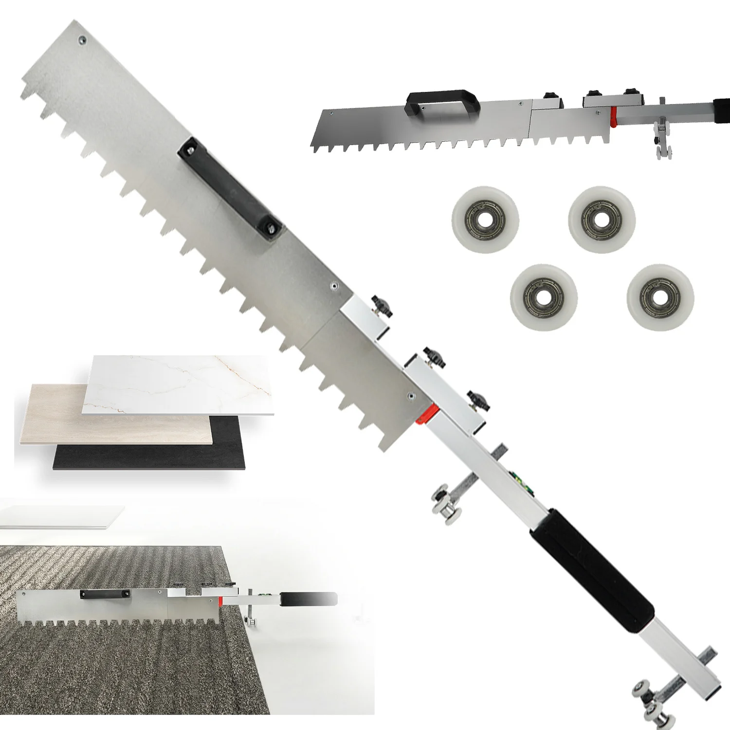 Règle de nivellement extensible de 16 à 32 pouces avec plaque de guidage, niveleur de carreaux en alliage d'aluminium, outil auxiliaire pour poseur de carreaux, cadeau idéal pour la décoration de la nouvelle maison.