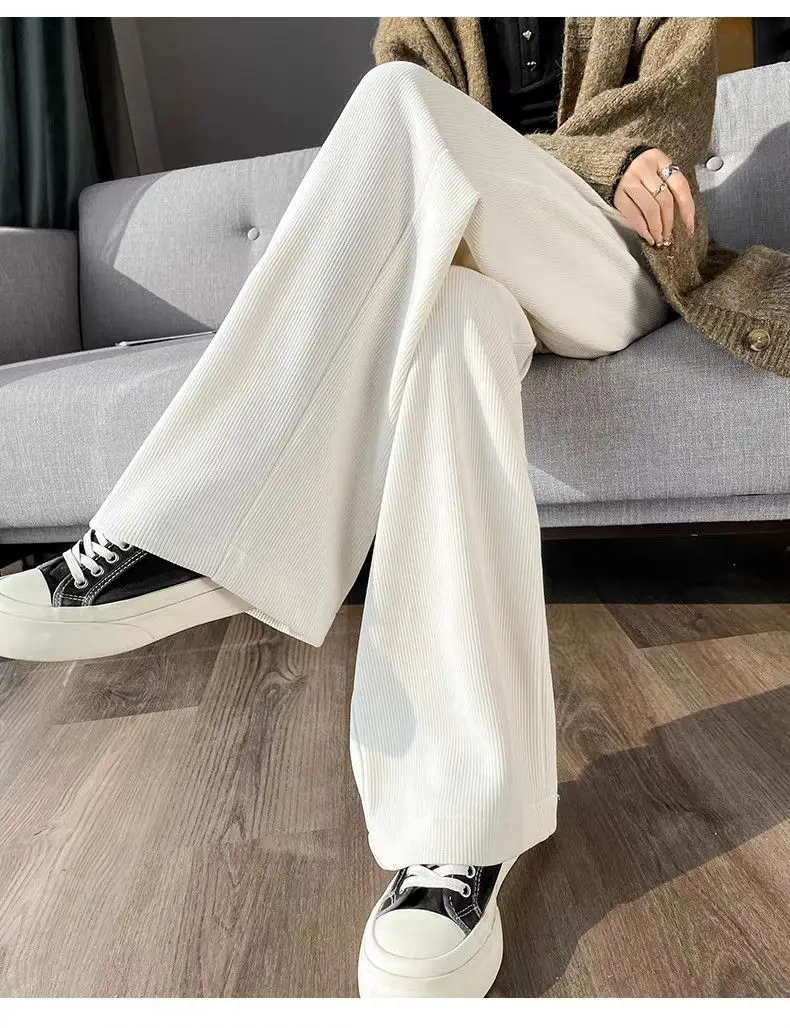 Wide Leg Pants Printed Womens Spring Water-Repellent Twill Uncuffed Minimalism Campus Leisure Elasticity Gift Sequins Decorative