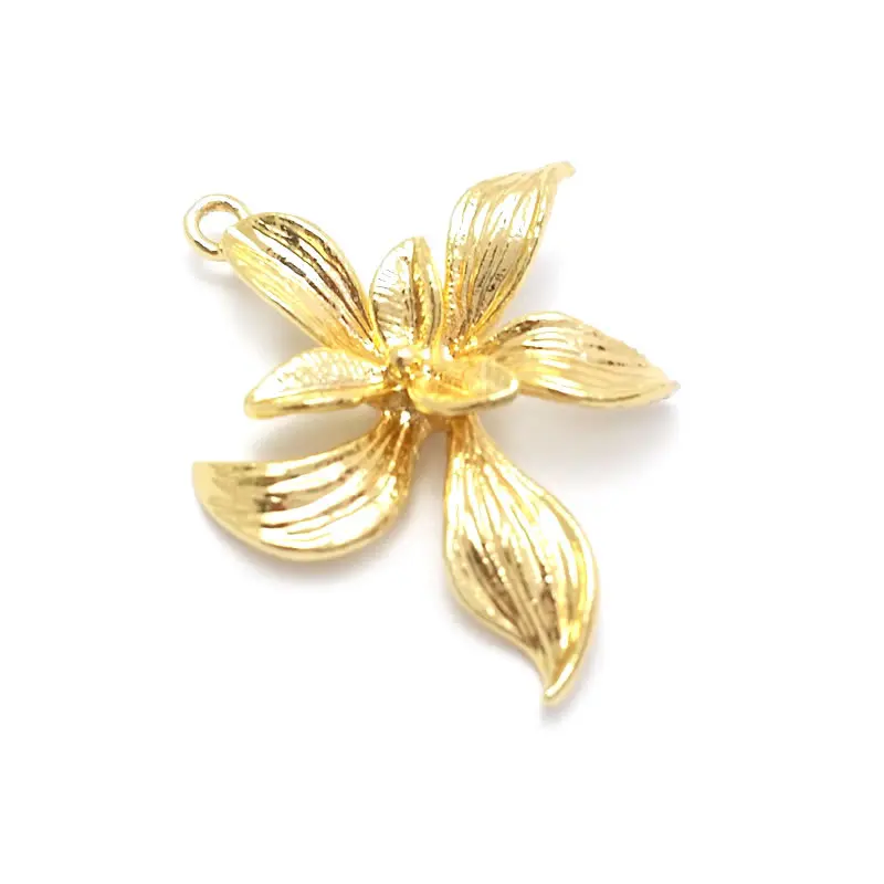 10PCS 20x22MM 18K Gold Color Brass Orchid Flower Charms Pendants High Quality Jewelry Earrings Making Supplies Diy Accessories