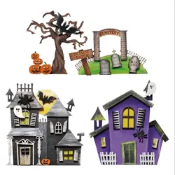 Metalowe wykrojniki Halloween nawiedzony cemeteria diy scrapbooking Album fotograficzny Dekoracyjne wytłaczanie PaperCard Crafts Dies