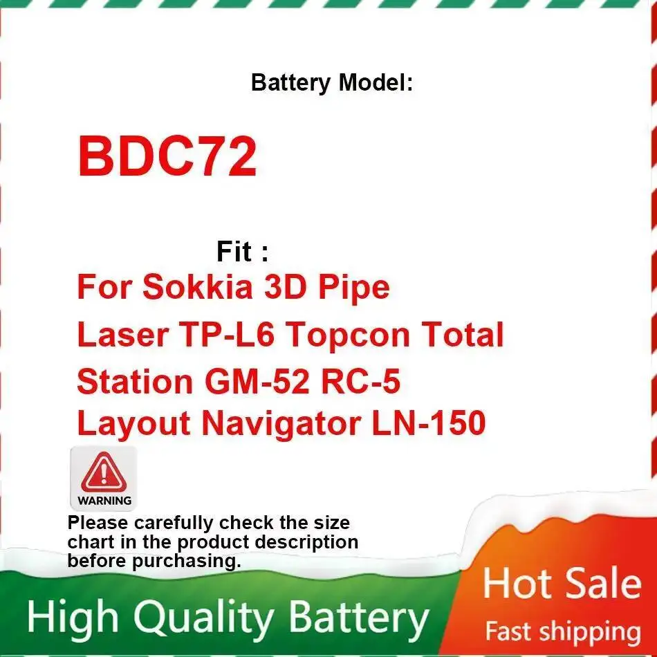 

Battery BDC72 5986Mah For Sokkia 3D Pipe Laser TP-L6 Topcon Total Station GM-52 RC-5 Layout Navigator LN-150