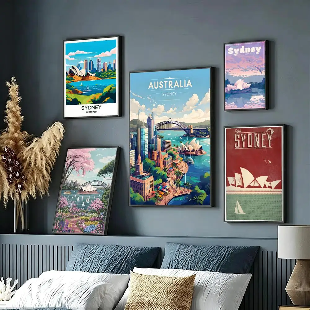art Sydney Opera House Poster Wall Posters Self-Adhesive Wall Stickers Home Decoration for Bedroom Living Room