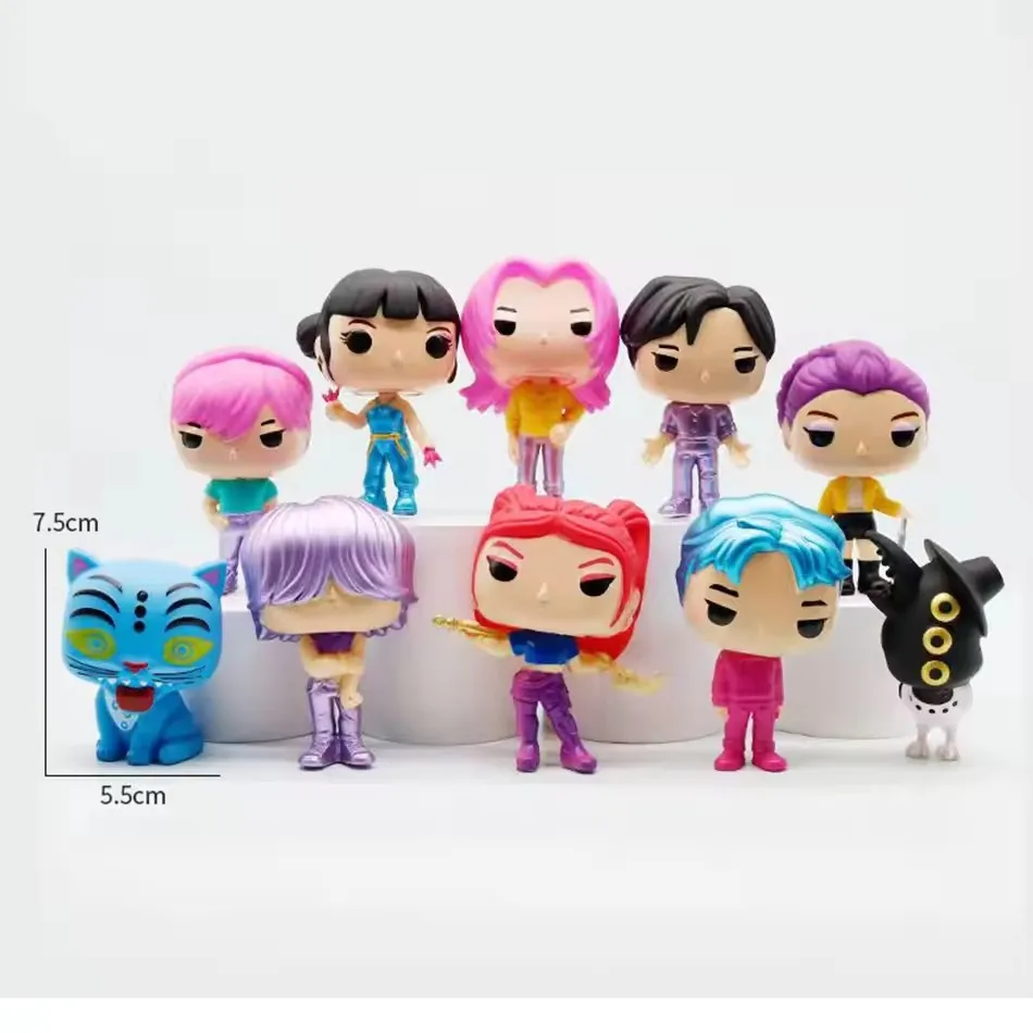 10 pçs kpop demônio caçadores figura pvc modelo anime estatueta coleção estátua decoração de mesa bonecas crianças brinquedos presentes do dia das bruxas