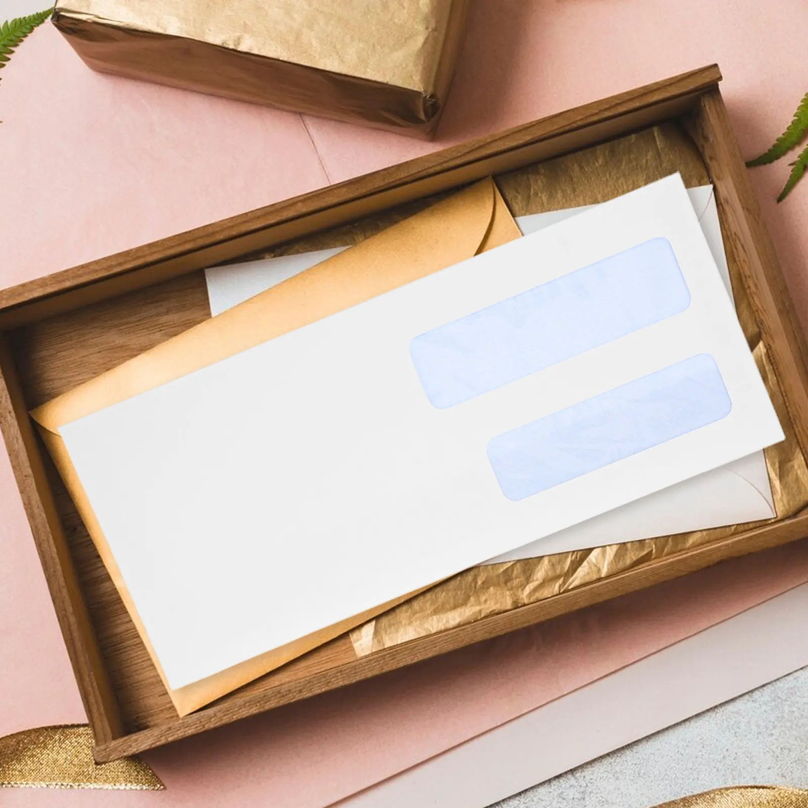 

100Pcs Business Envelopes White Double Window Envelopes for Checks Invoices Document Mailing Secure Mailers