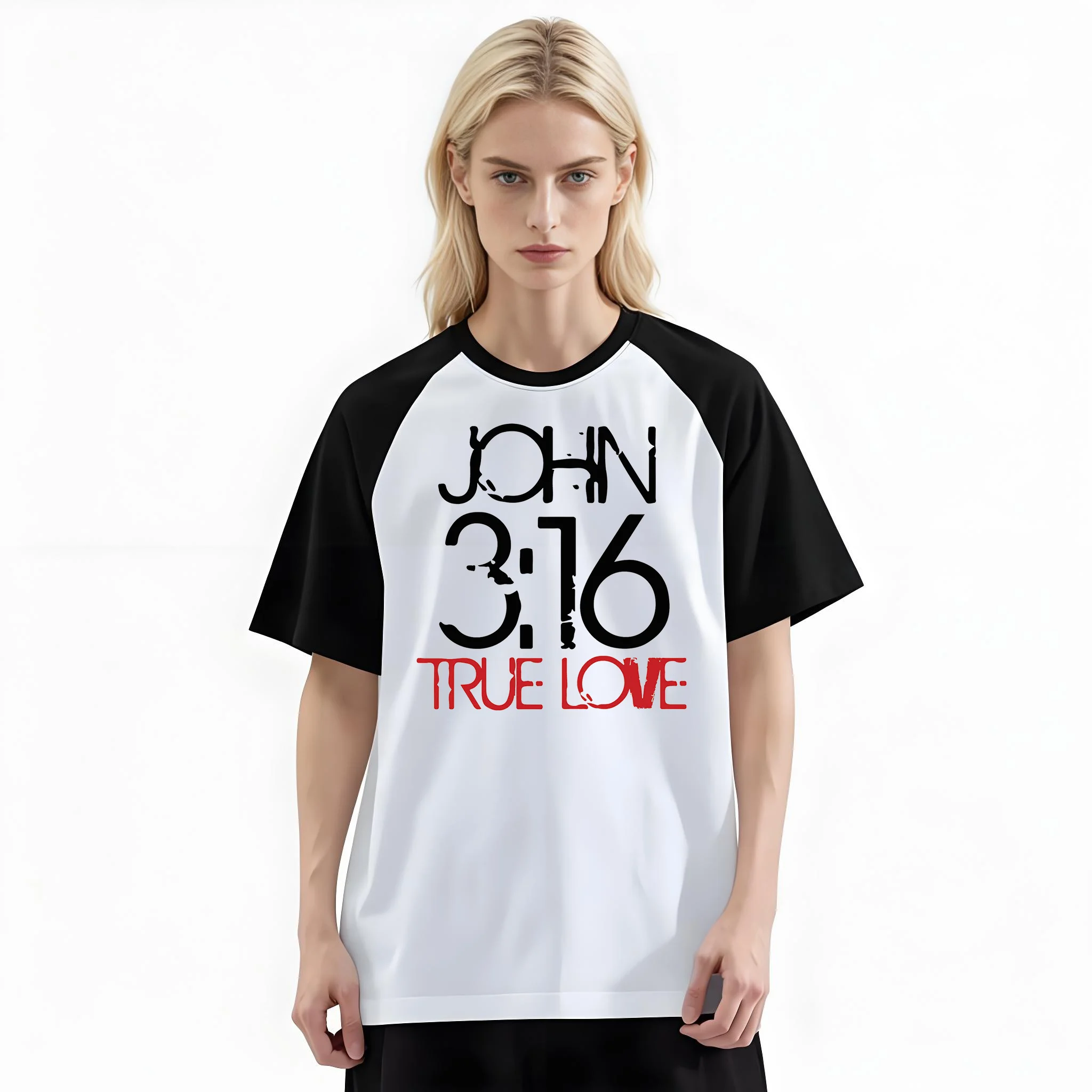 Women'S Fashion Raglan Sleeve T-Shirt, John 3 16 True Love Vintage Distressed Religious Printed, Summer Casual Comfortable Tee, Women'S Everyday Short-Sleeve Top